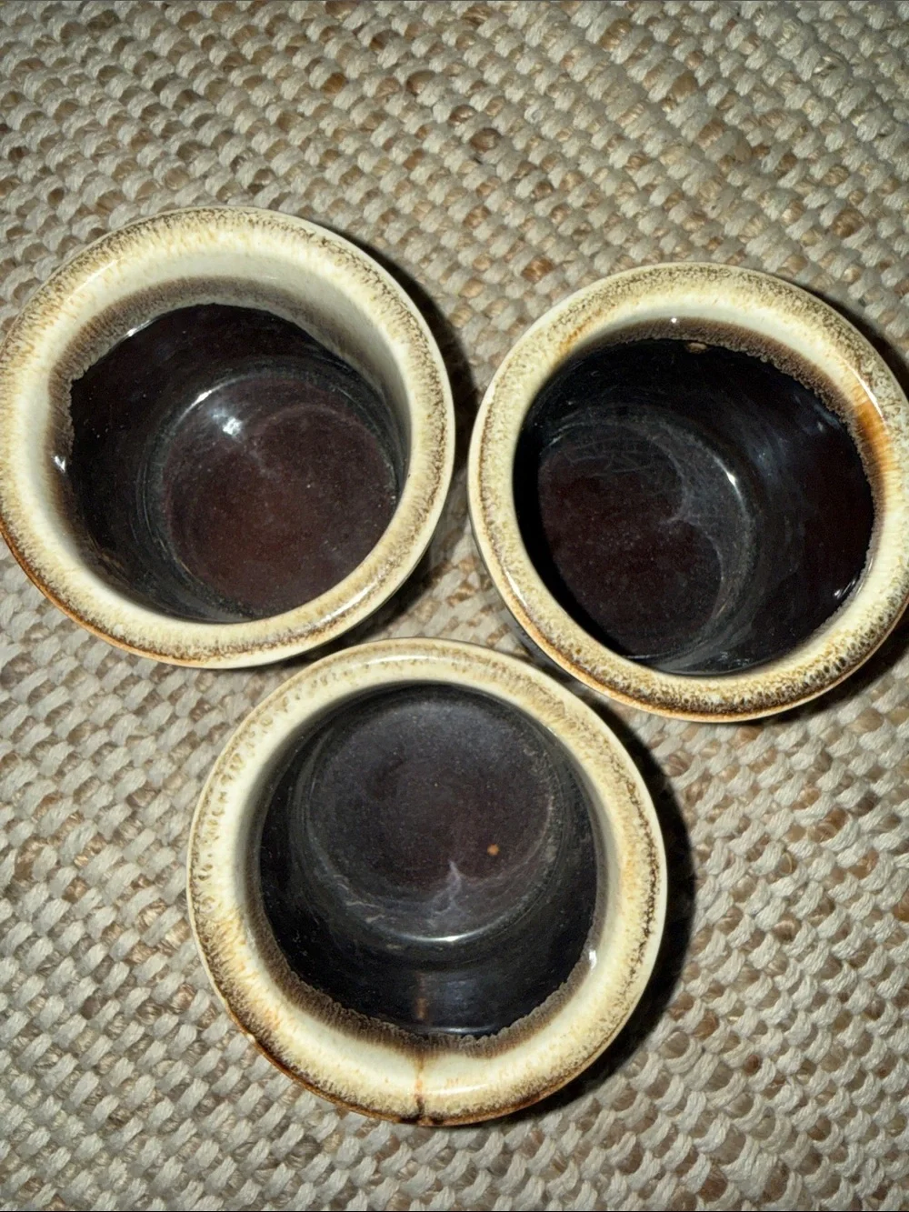 Drip-Glaze Ceramic Ramekins Set - Brown and Cream